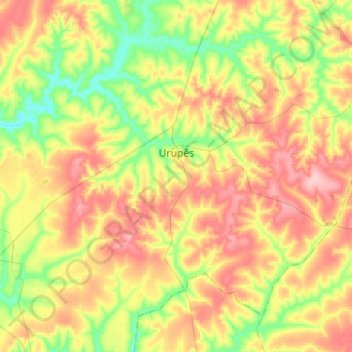 Urupês topographic map, elevation, terrain