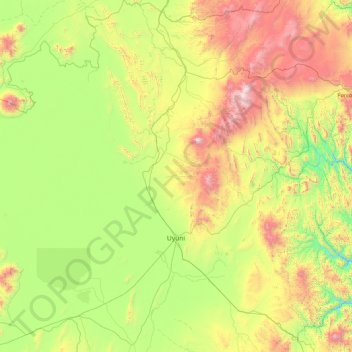 Uyuni topographic map, elevation, terrain