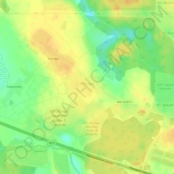 Котово topographic map, elevation, terrain