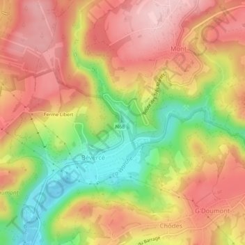 Trôs-Marèts topographic map, elevation, terrain