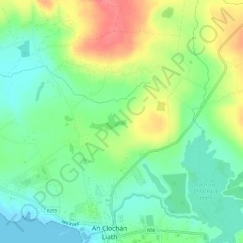 Lough Tunny topographic map, elevation, terrain