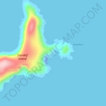Davidof Island topographic map, elevation, terrain