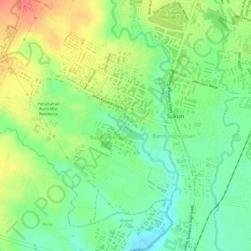 Sungai Metro topographic map, elevation, terrain