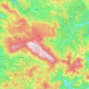 Jahorina topographic map, elevation, terrain