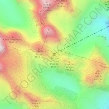 Rifugio Tommaso Pedrotti topographic map, elevation, terrain