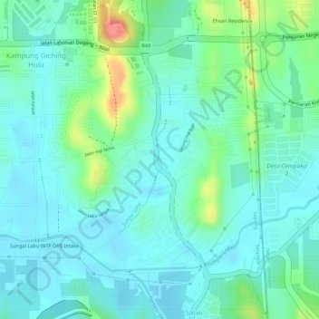 Sungai Salak topographic map, elevation, terrain