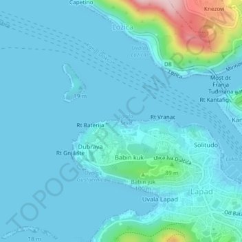 Copacabana topographic map, elevation, terrain