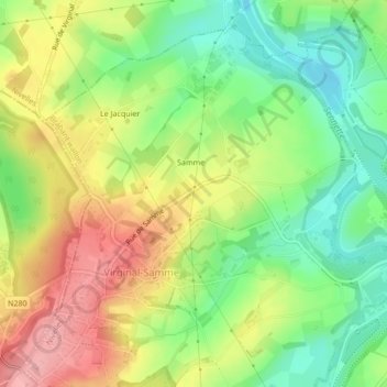 Samme topographic map, elevation, terrain