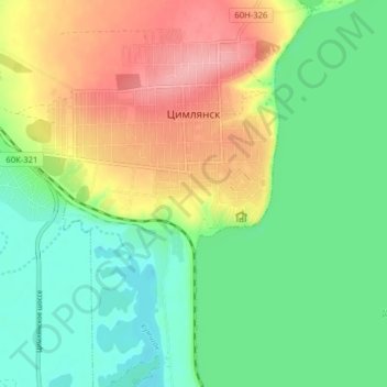 Цимлянск topographic map, elevation, terrain