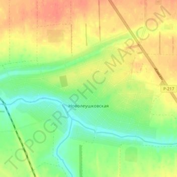 Новолеушковская topographic map, elevation, terrain