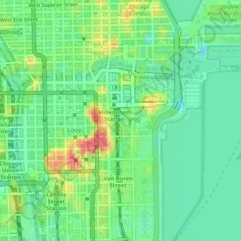 Millennium Park topographic map, elevation, terrain