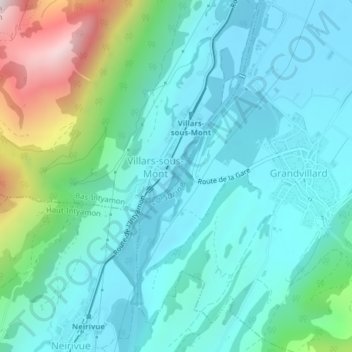 La Sarine topographic map, elevation, terrain