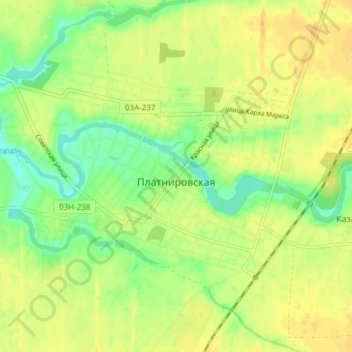 Платнировская topographic map, elevation, terrain