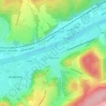 Andenelle topographic map, elevation, terrain