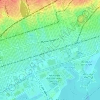 The Ashbridge Estate topographic map, elevation, terrain