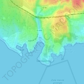 Plage du Verdon topographic map, elevation, terrain