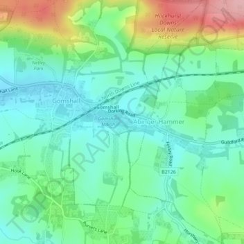 Tillingbourne Trout Farm and Smokery topographic map, elevation, terrain
