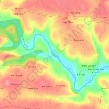 Isole topographic map, elevation, terrain