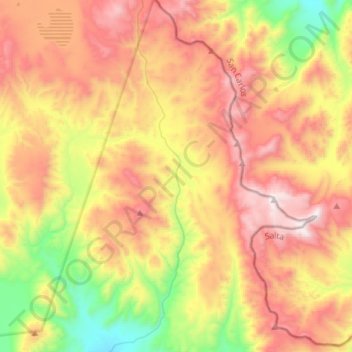 Aguas Calientes topographic map, elevation, terrain