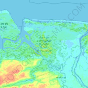 Reserva Extrativista Marinha do Delta do Parnaíba topographic map, elevation, terrain
