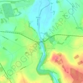 River Eden topographic map, elevation, terrain