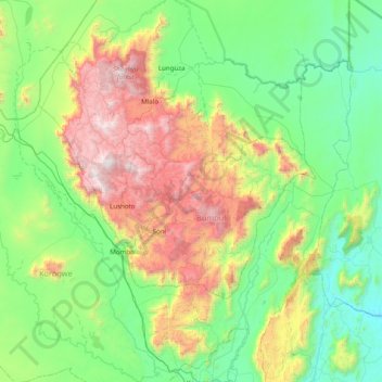West Usambara Mountains topographic map, elevation, terrain
