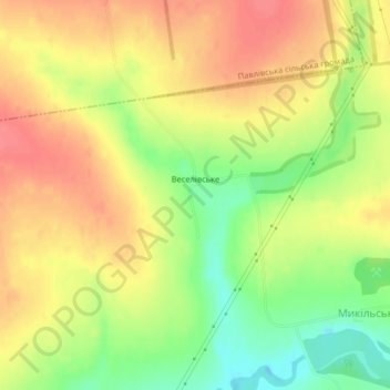 Весёловское topographic map, elevation, terrain