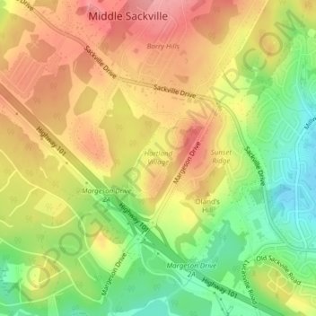 Hartland Village topographic map, elevation, terrain