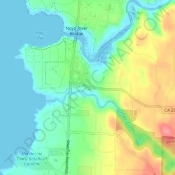 Fort Bragg topographic map, elevation, terrain