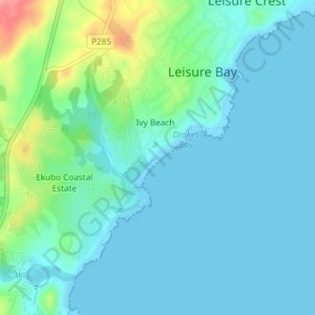 Ivy Beach topographic map, elevation, terrain