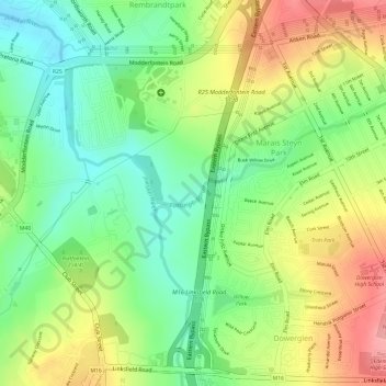 Eastleigh Spruit topographic map, elevation, terrain