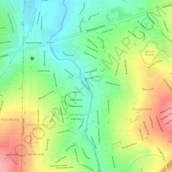 Jukskei Park topographic map, elevation, terrain