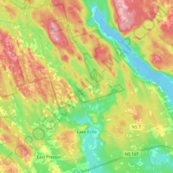 Lake Echo Nova Scotia Map Lake Echo Topographic Map, Elevation, Relief
