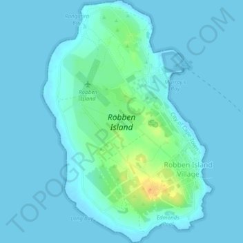 Robben Island topographic map, elevation, relief