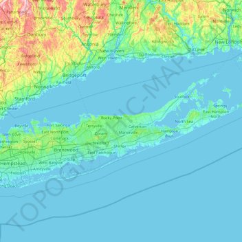 Suffolk County topographic map, elevation, relief