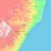 KwaZulu-Natal topographic map, elevation, relief