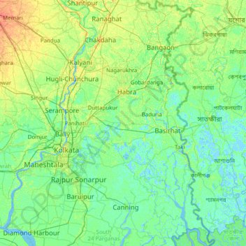 Topographic Map Of Kolkata North 24 Parganas Topographic Map, Elevation, Relief