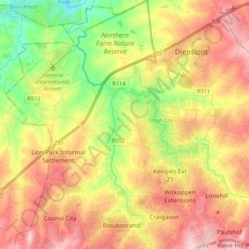 Johannesburg Ward 96 topographic map, elevation, relief