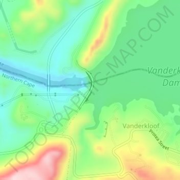 Van Der Kloof Dam Map Vanderkloof Dam Topographic Map, Elevation, Relief